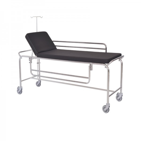 Chariot brancard d'urgence : Acier chromé, mains courantes rabattables et support de potence IV (couleurs disponibles) Chariot brancard d'urgence : Acier chromé, mains courantes rabattables et support de potence IV (couleurs disponibles)